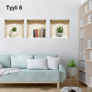 Itsekiinnittyvät 3D-kasvien seinätarrat