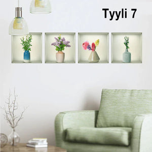 Itsekiinnittyvät 3D-kasvien seinätarrat