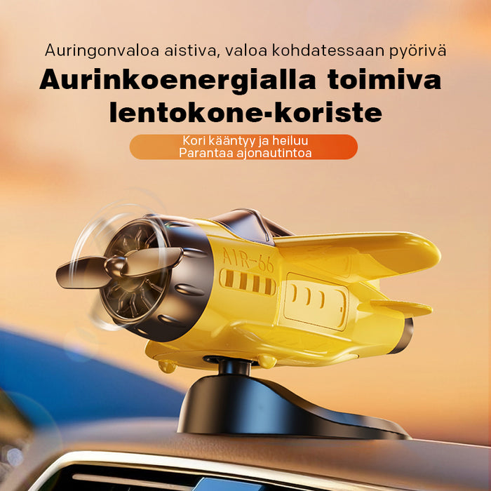 Aurinkoenergialla toimiva lentokoneen muotoinen auton koriste