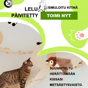 Simuloitu sähköinen lintukissalelu, jossa räpyttelevät siivet