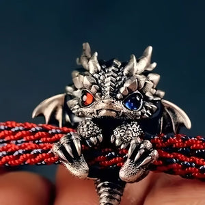 🐲🎁Söpö hopeinen lohikäärmerannekoru