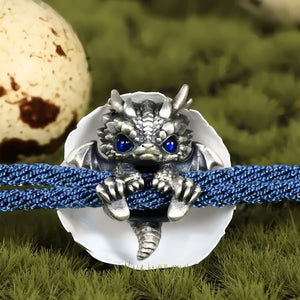 🐲🎁Söpö hopeinen lohikäärmerannekoru