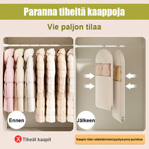 👕Tilaa säästävä roikkuva tasku, jossa on itsestään pakkautuva vetoketju