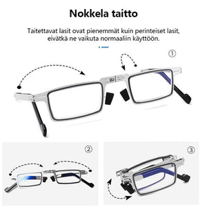 Taitettavat anti-blue light -ruuvittomat lukulasit