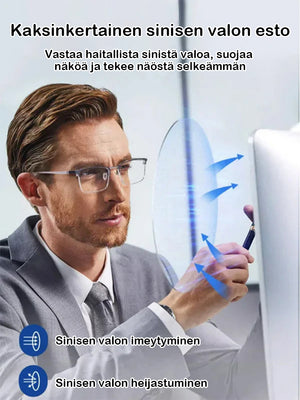 Ultrakevyet älyzoom-sinistä valoa estävät lukulasit