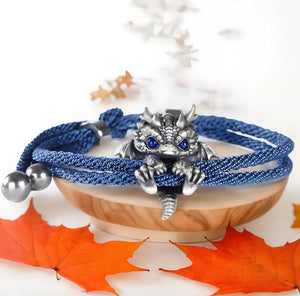 🐲🎁Söpö hopeinen lohikäärmerannekoru