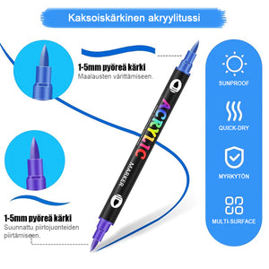 Kaksivärinen kaksipäinen akryylimaalikynä