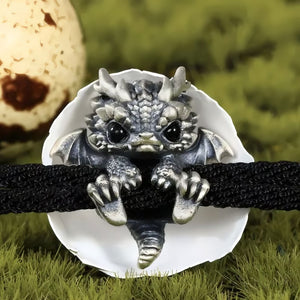 🐲🎁Söpö hopeinen lohikäärmerannekoru