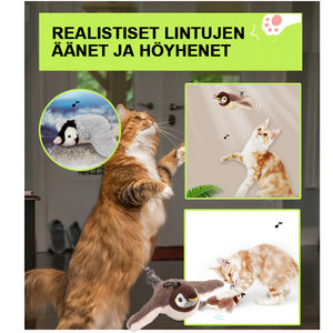 Simuloitu sähköinen lintukissalelu, jossa räpyttelevät siivet