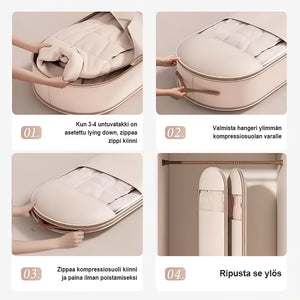👕Tilaa säästävä roikkuva tasku, jossa on itsestään pakkautuva vetoketju