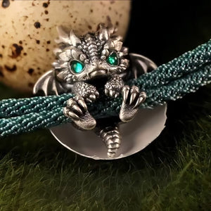 🐲🎁Söpö hopeinen lohikäärmerannekoru