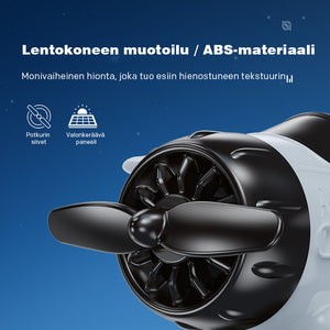 Aurinkoenergialla toimiva lentokoneen muotoinen auton koriste