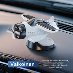 Aurinkoenergialla toimiva lentokoneen muotoinen auton koriste