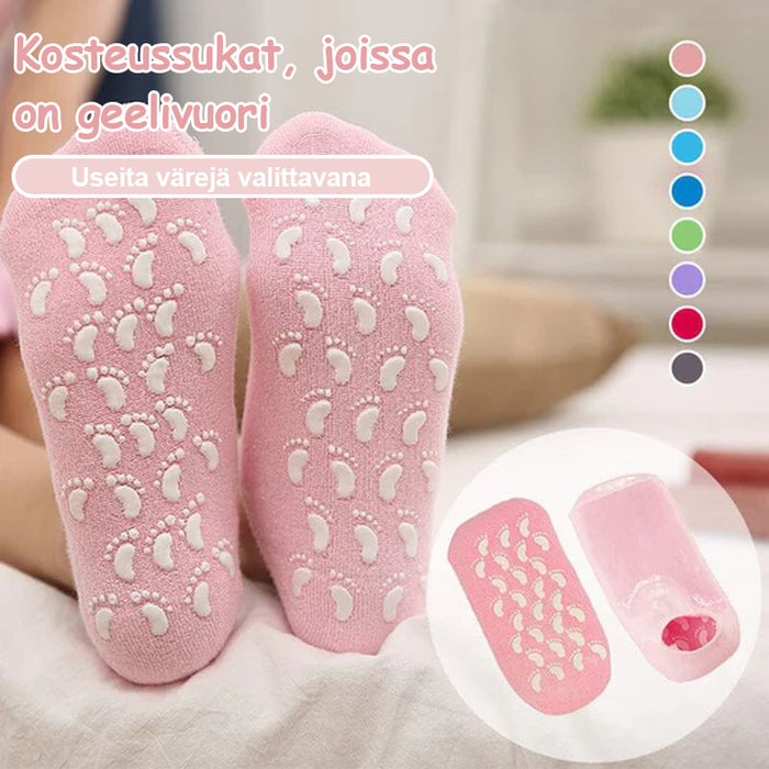 Kosteuttavat sukat geelivuorella